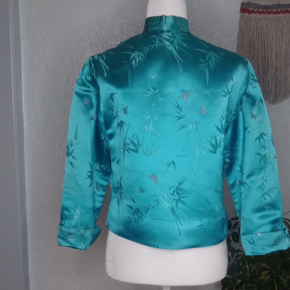Vintage Teal Mandarin Collar Jacket - Picture 3 of 6